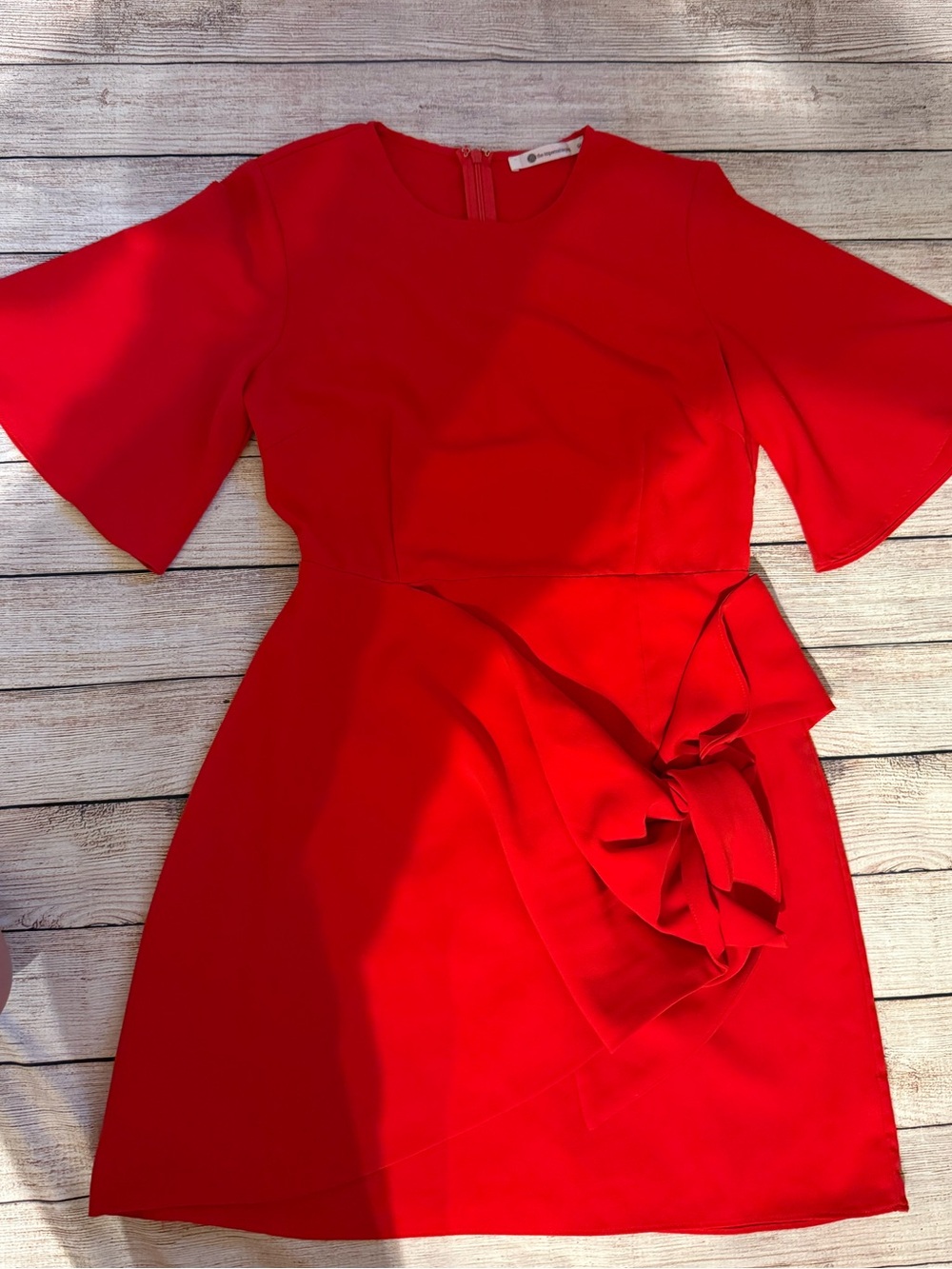 The Impeccable Pig Red Bow-Detail Red Mini Dress Size Medium